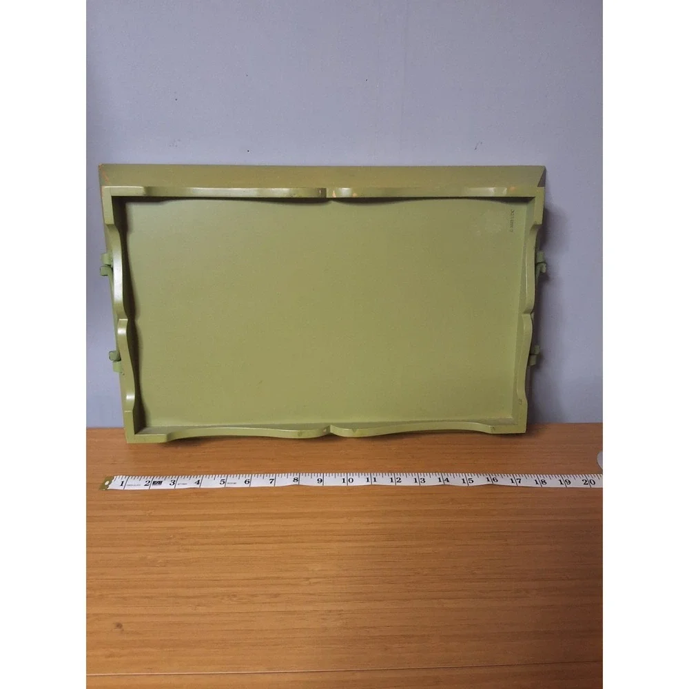 Wooden Serving Display‎ Tray Green With Fruit Motif. 18